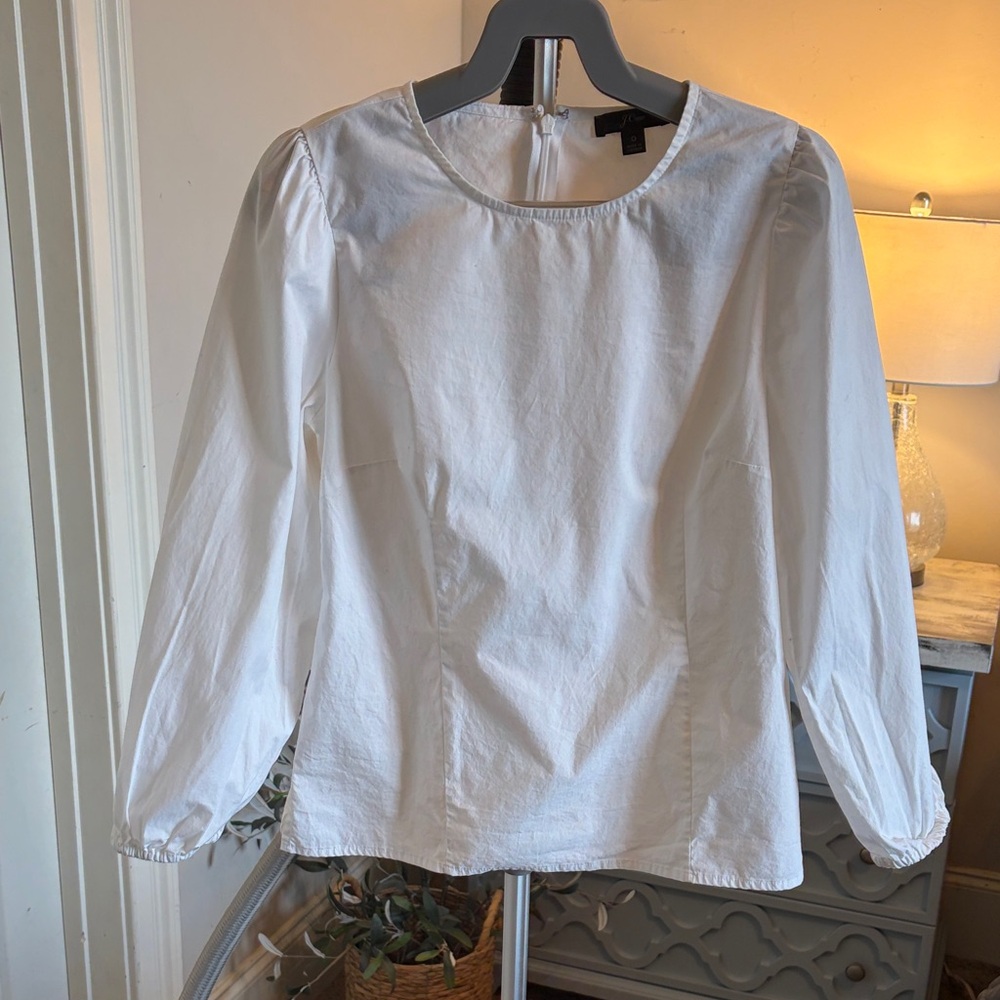 J. Crew Classic White Blouse puff sleeve size 0